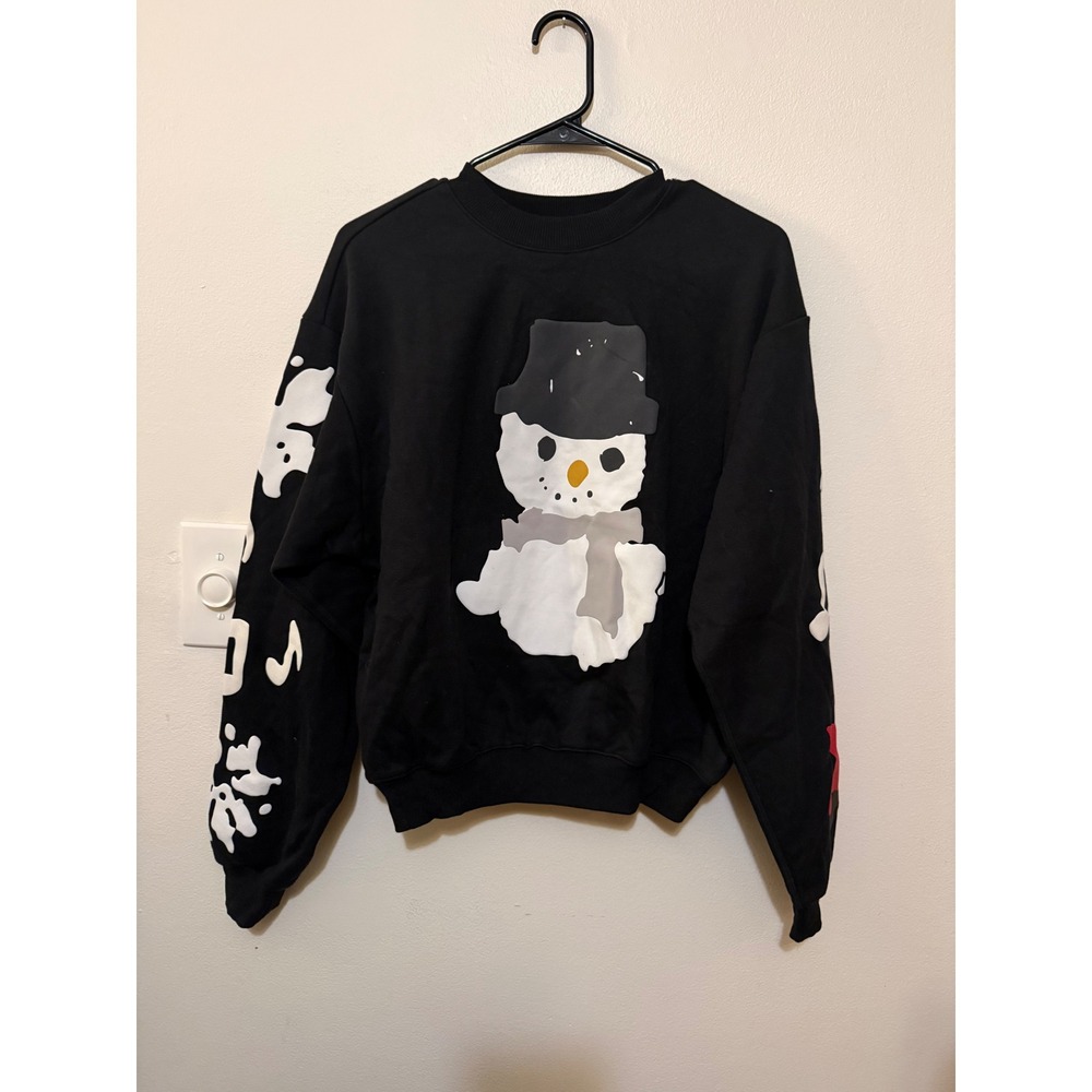 Skims x Cactus Plant Flea Market Cotton Fleece Crewneck Onyx Snowman Size M NWOT